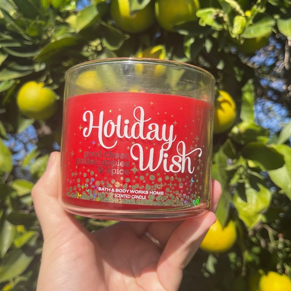 Holiday Wish Good Cheer Golden Apples and Spice Bath and Body Works Candle - Picture 1 of 7